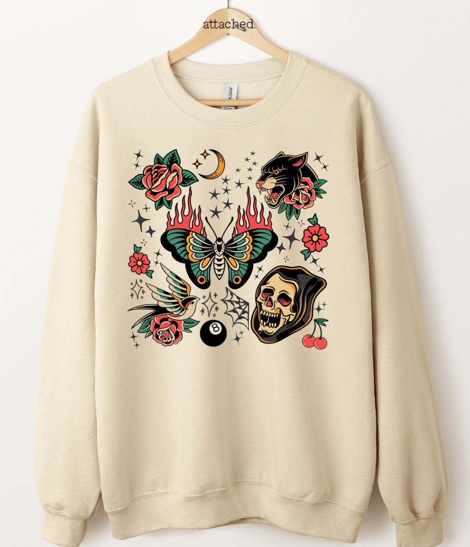Traditional Tattoo Collage Graphic Top