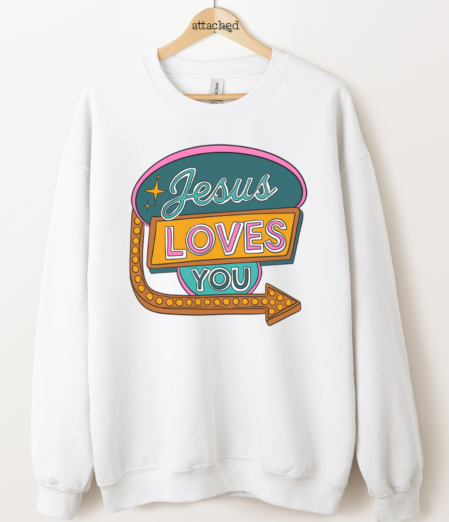 Jesus Loves You Sign Graphic Top