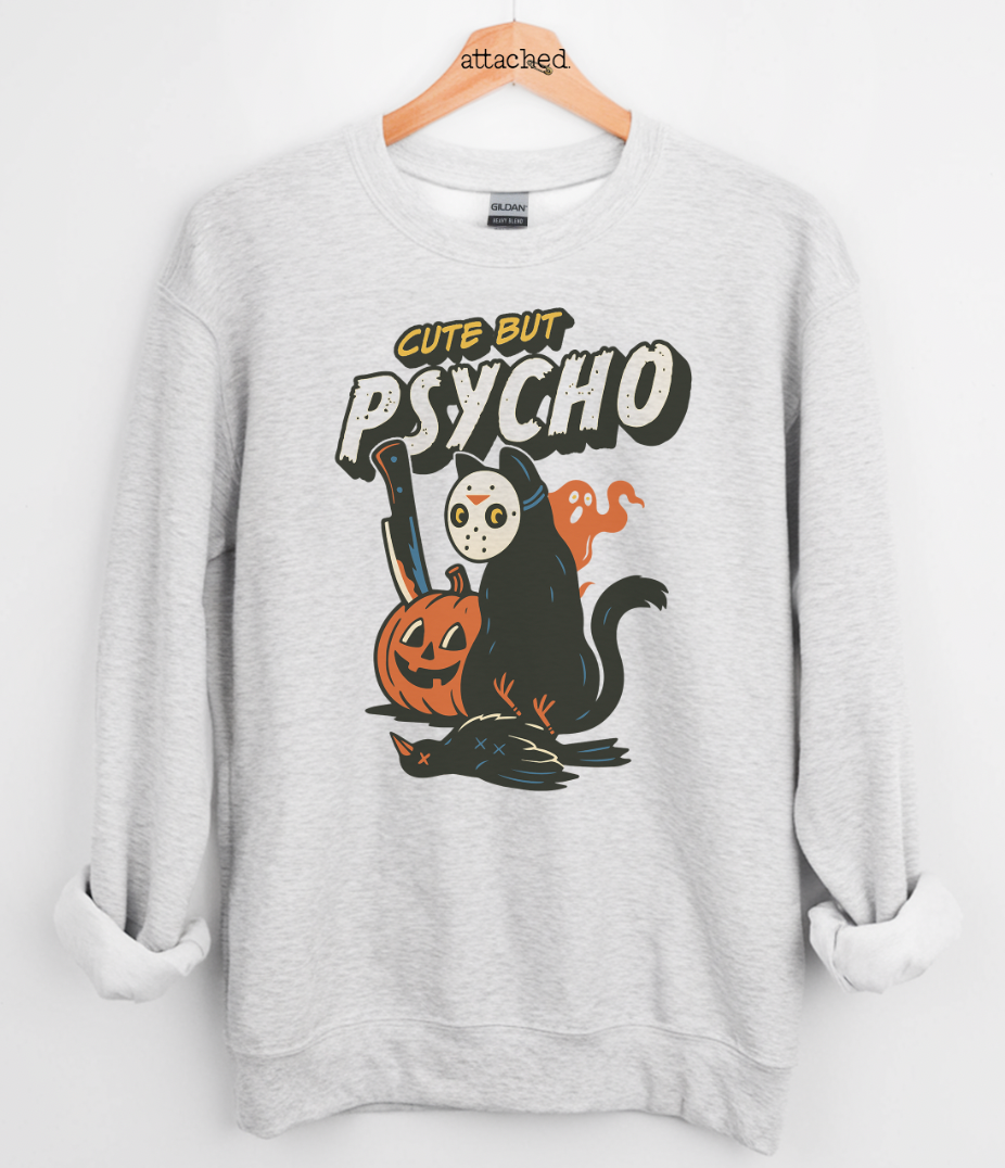 Cute But Psycho Cat Graphic Top