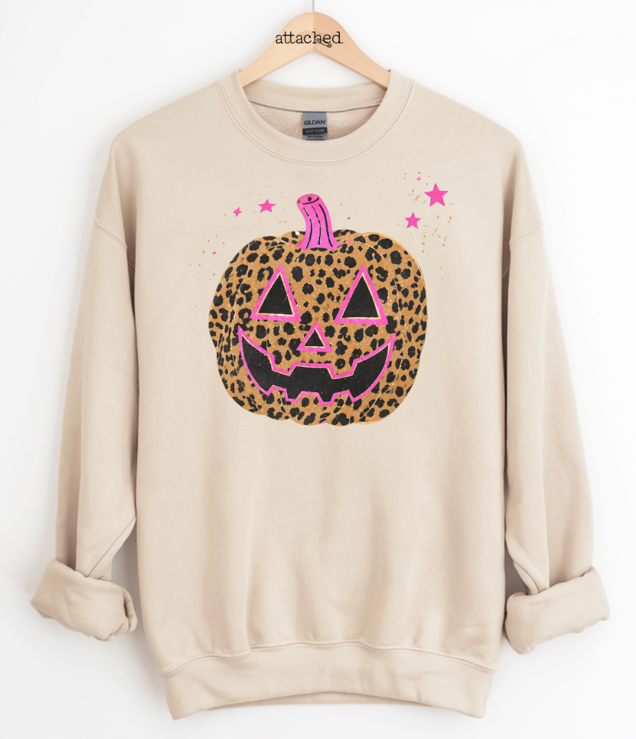 Pumpkin Leopard Print Graphic Top