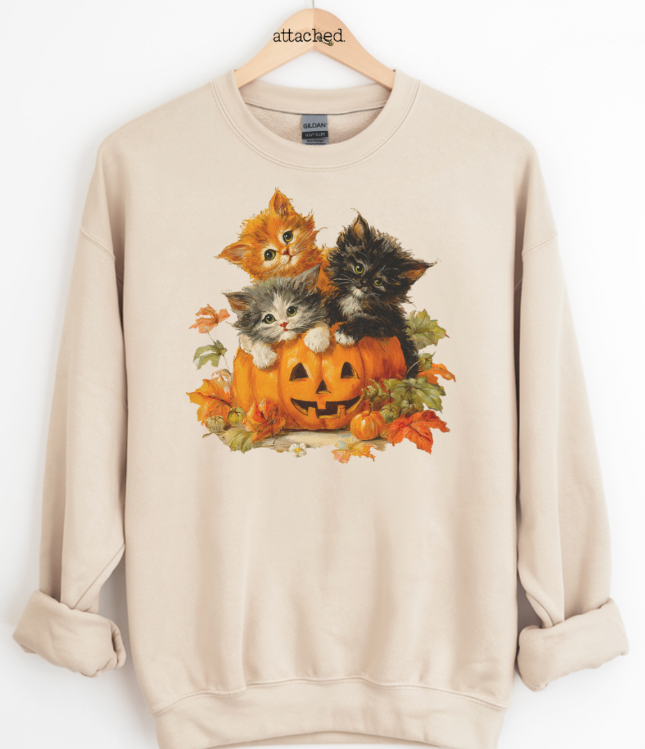 Vintage Halloween Cats Graphic Top