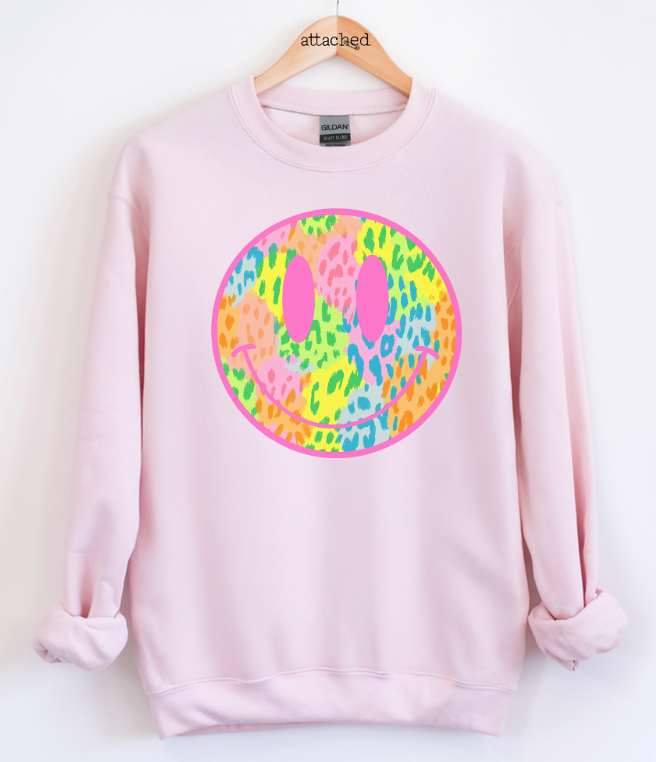 Leopard Colorful Smiley Graphic Top