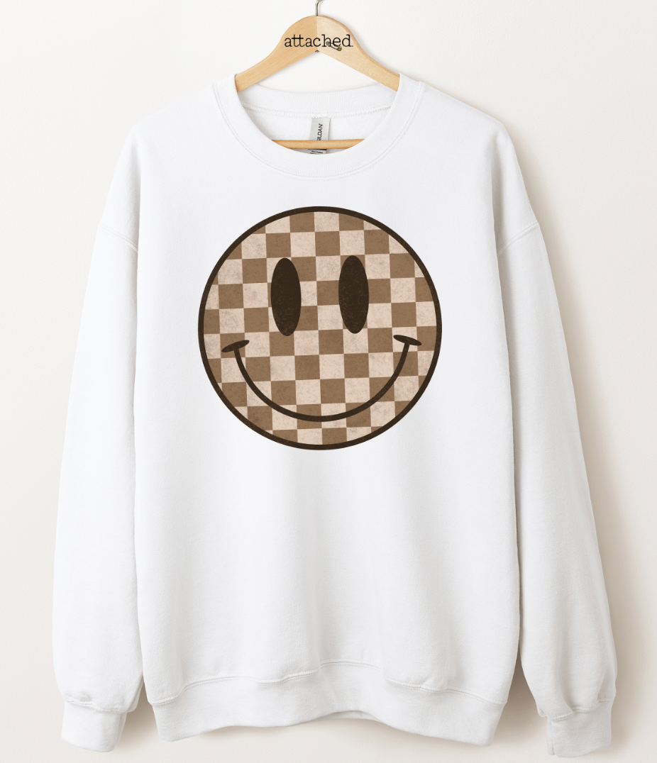 Checkered Smiley Graphic Top