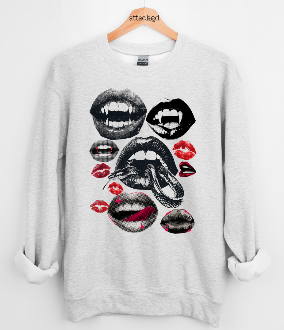 Edgy Mouth Collage Graphic Top