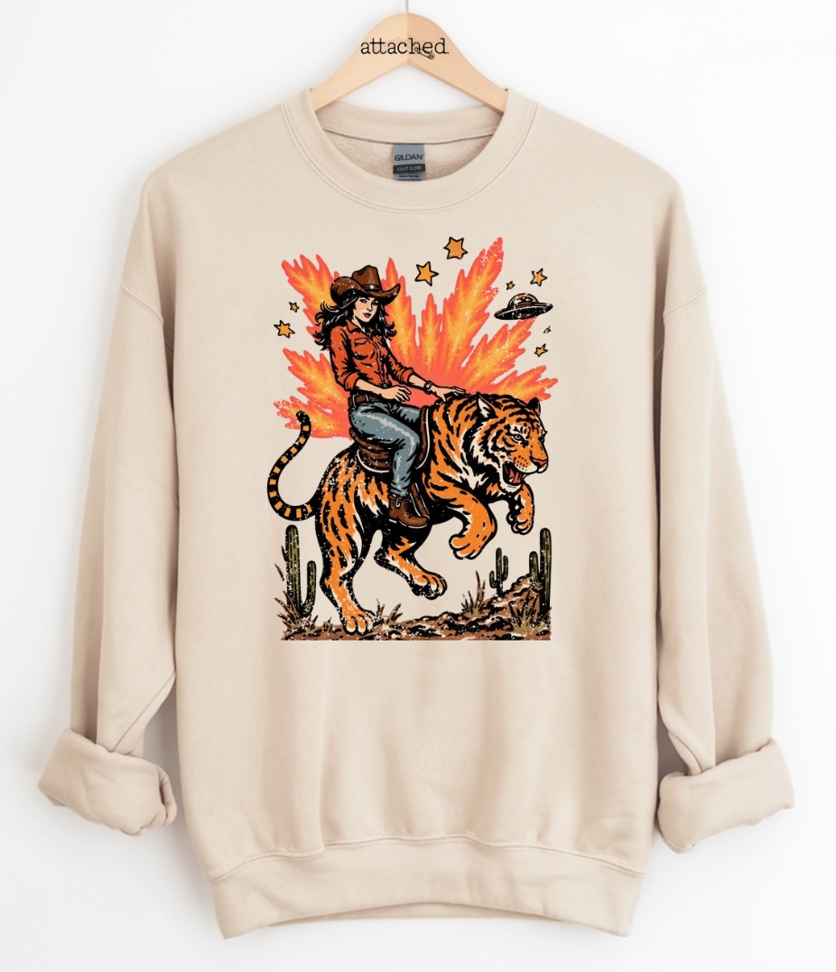 UFO Tiger Cowgirl Graphic Top