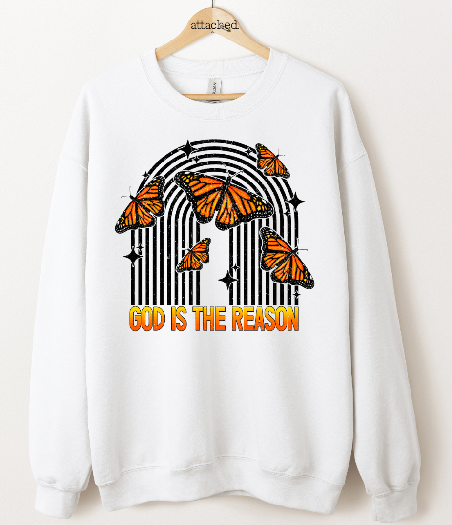 God Is The Reason Butterflies Graphic Top
