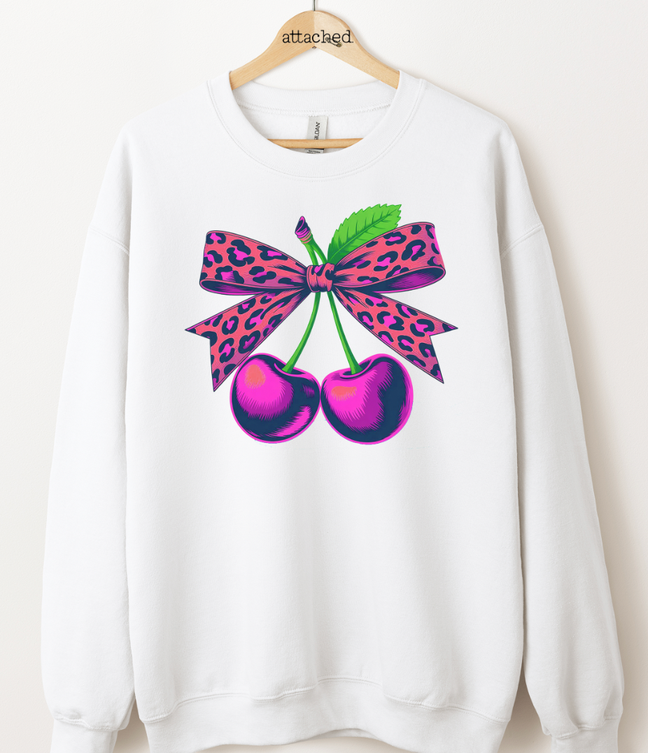 Leopard Bow Cherries Graphic Top