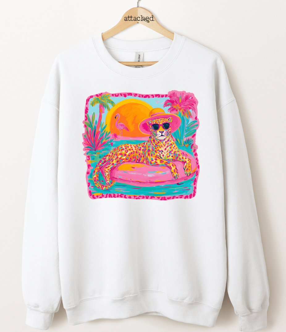 Colorful Leopard Pool Graphic Top
