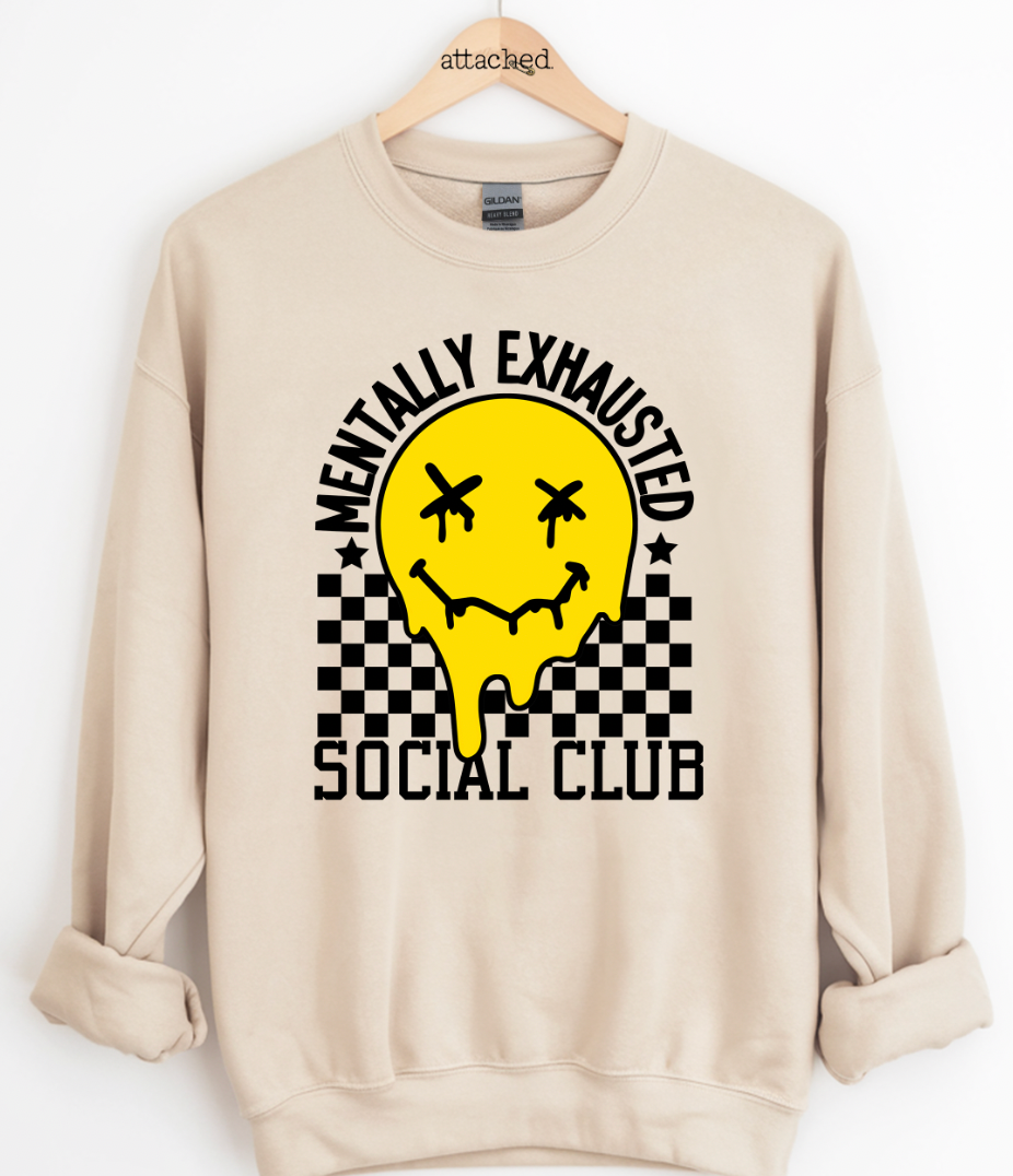 Mentally Exhausted Smiley Graphic Top