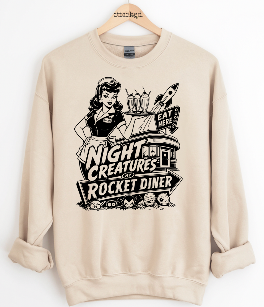 Night Creatures At Rocket Diner Graphic Top
