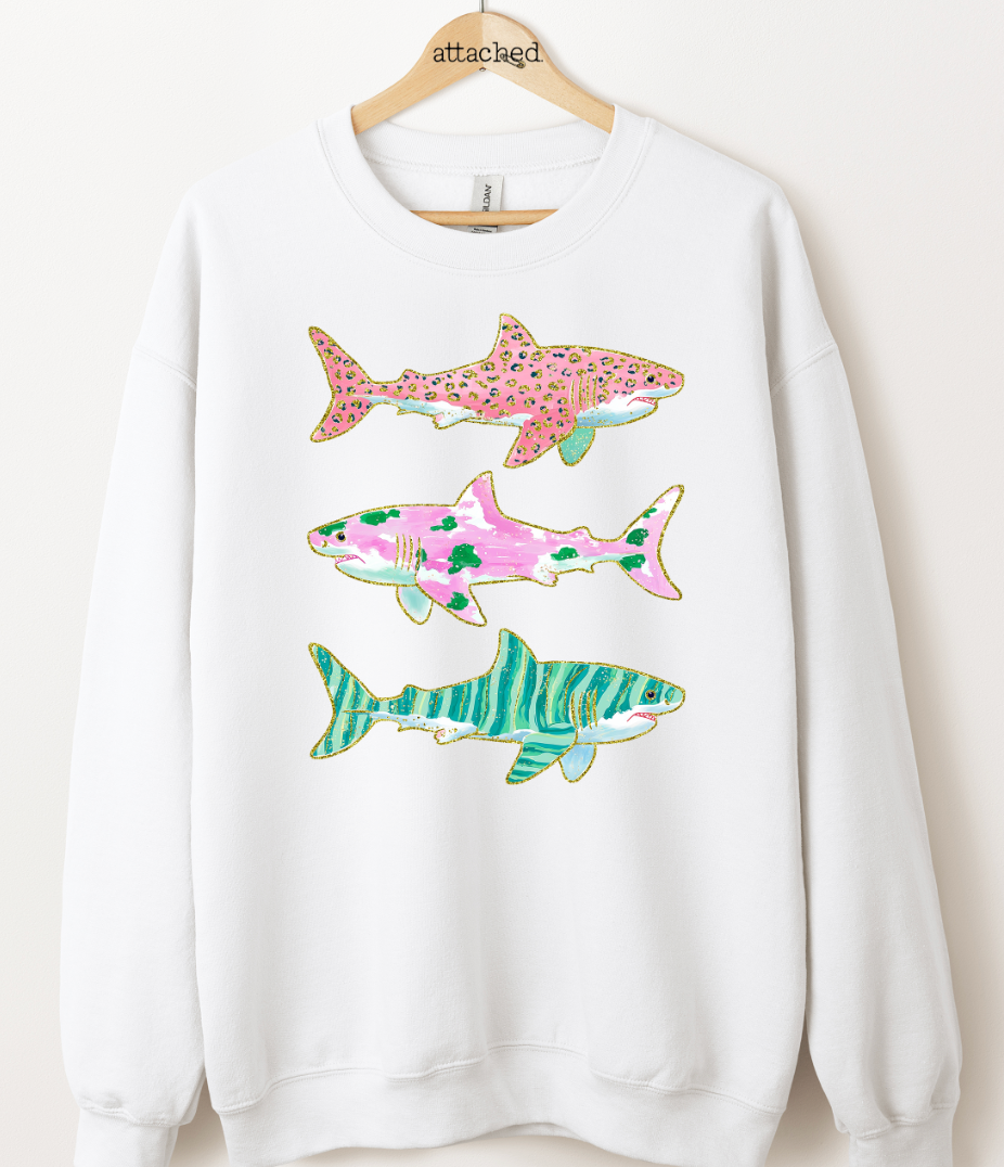 Colorful Sharks Graphic Top
