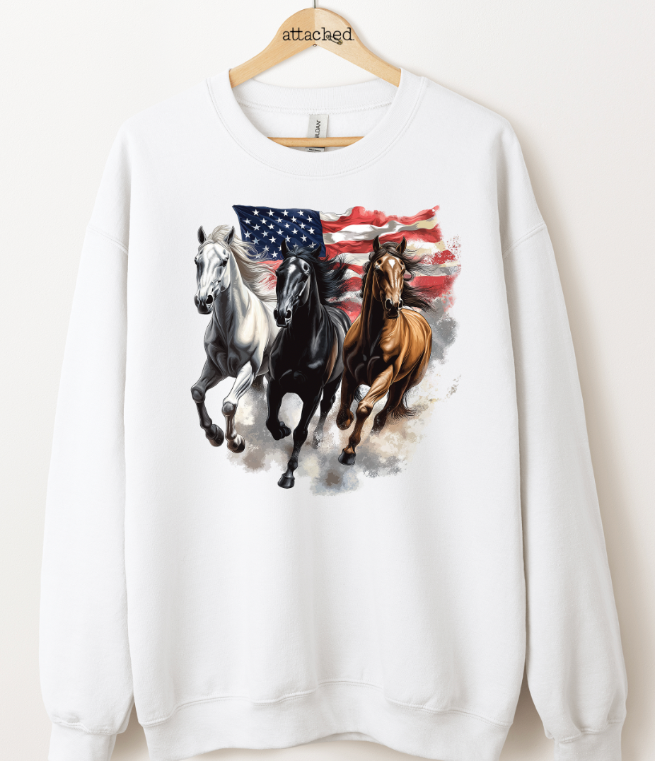 Patriotic Horses Graphic Top