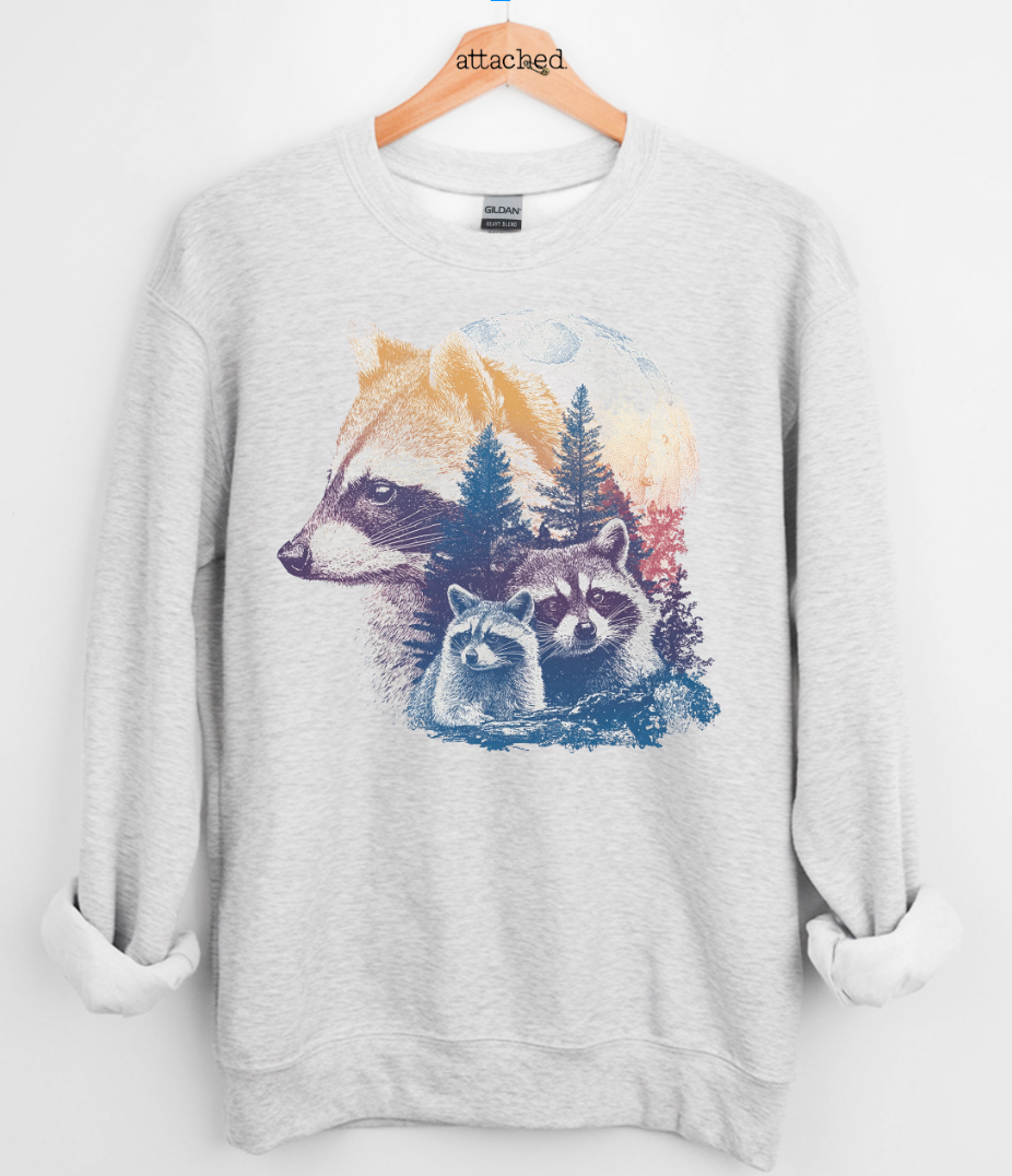 Colorful Raccoon Scene Graphic Top