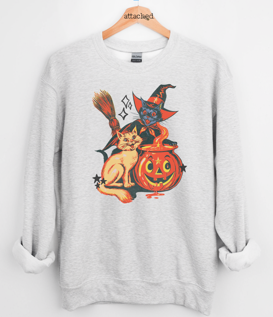 Spooky Vintage Cats Graphic Top