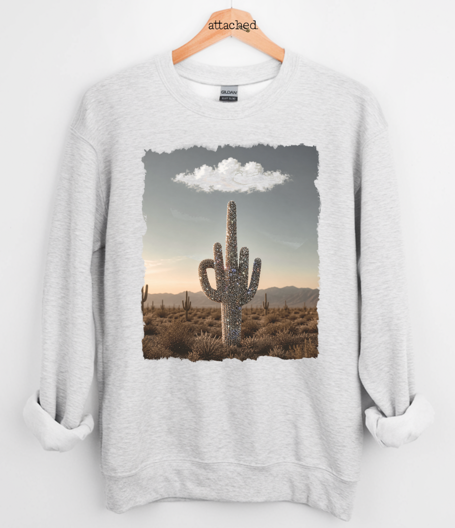 Faux Glitter Middle Cactus Graphic Top