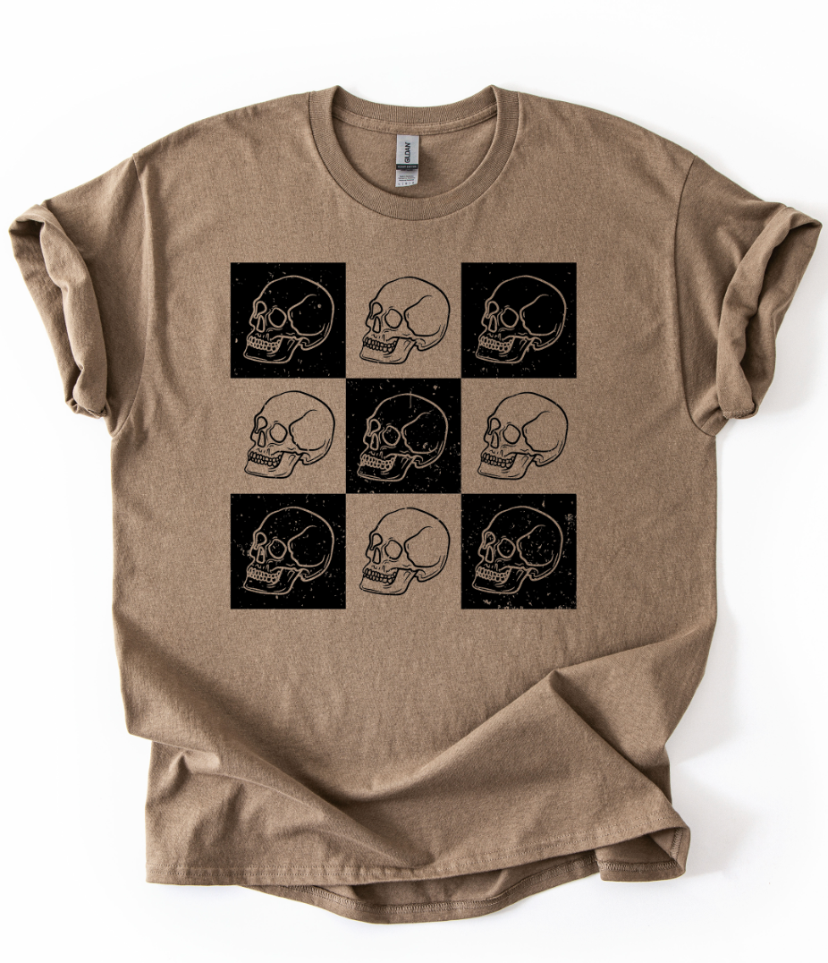 Checkered Skulls Graphic Top
