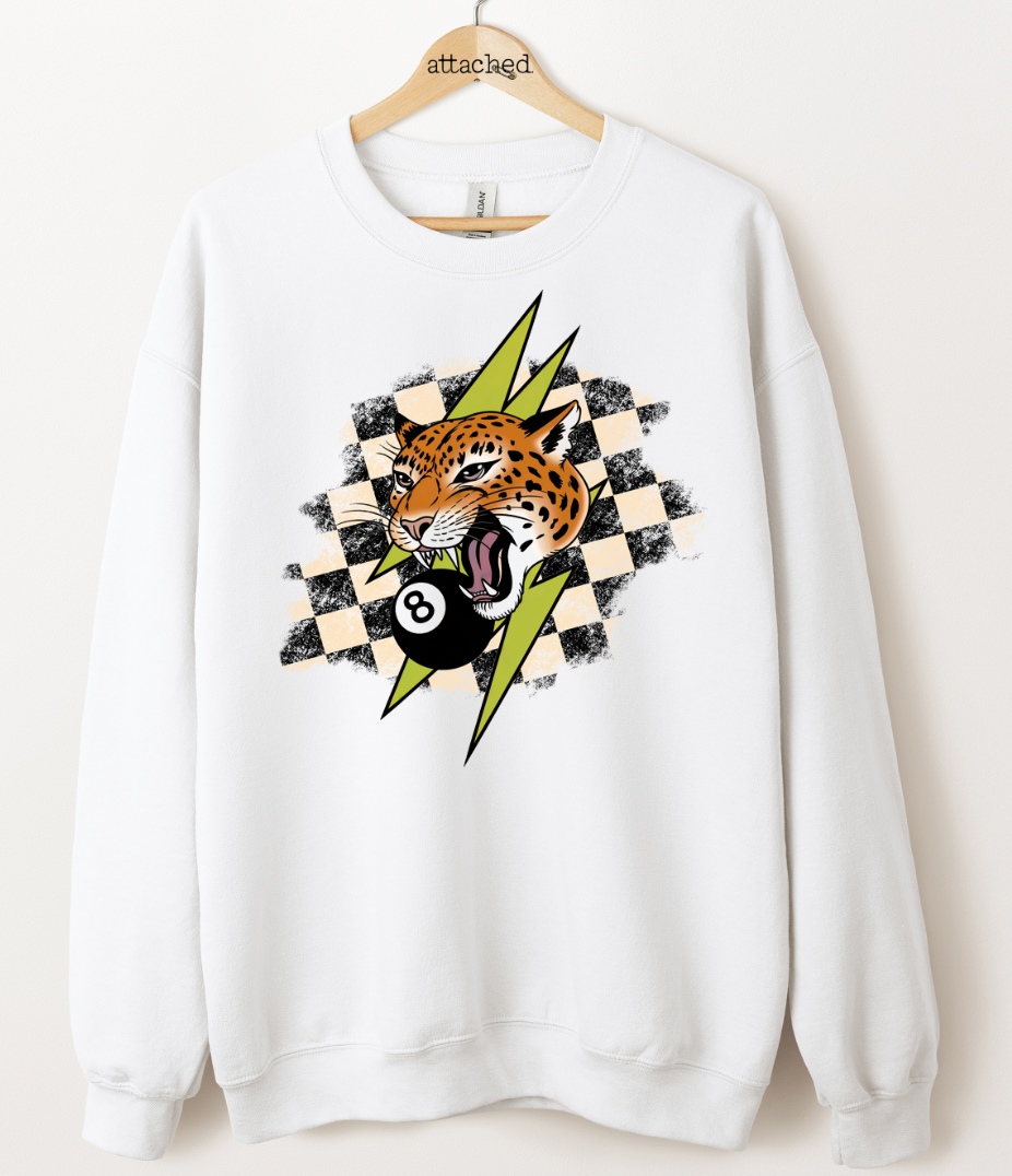 Checkered 8 Ball Leopard Graphic Top
