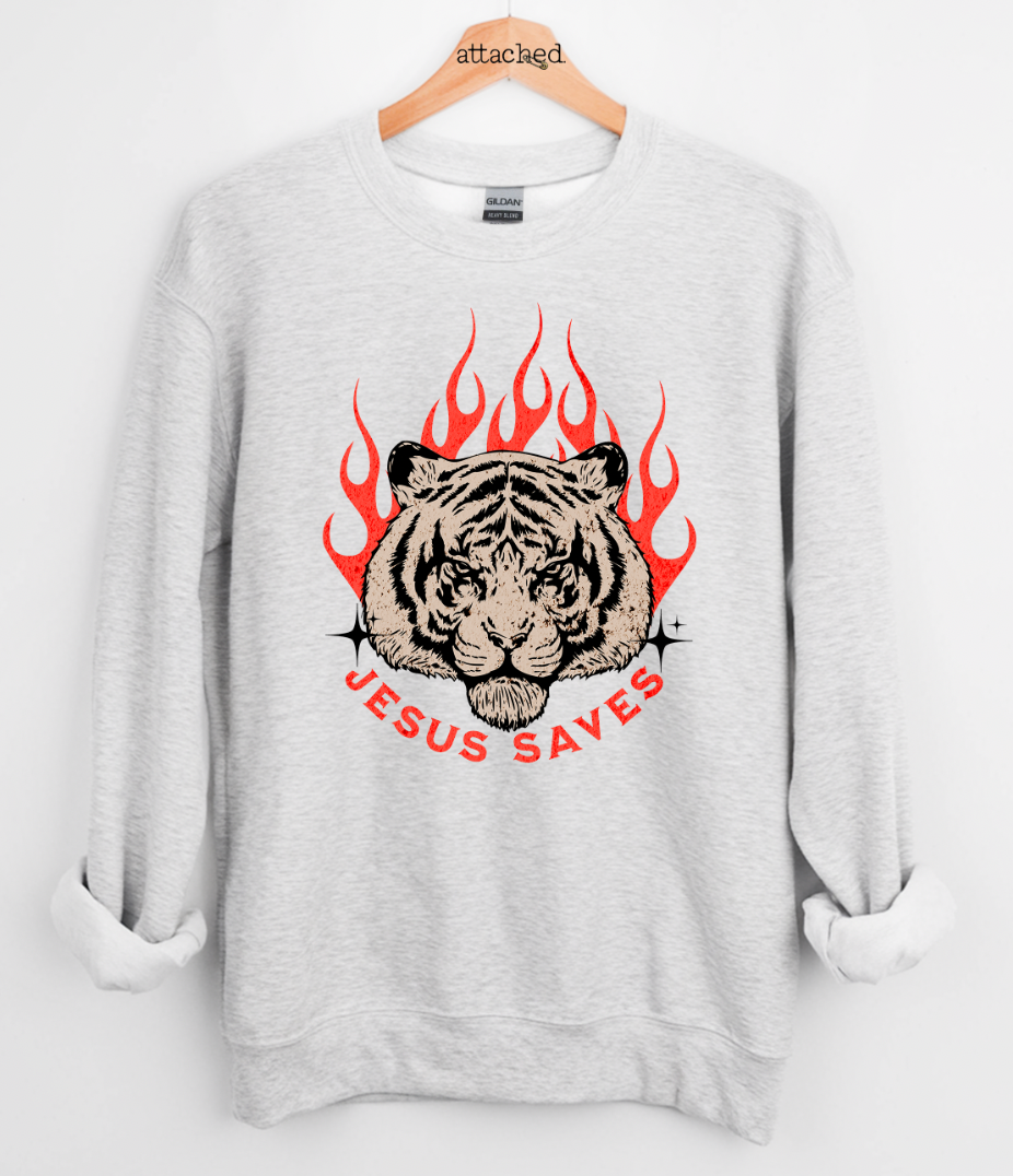 Jesus Saves Tiger Graphic Top