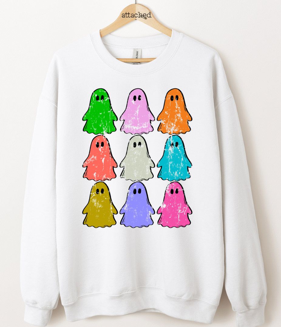 Colorful Ghosts Graphic Top