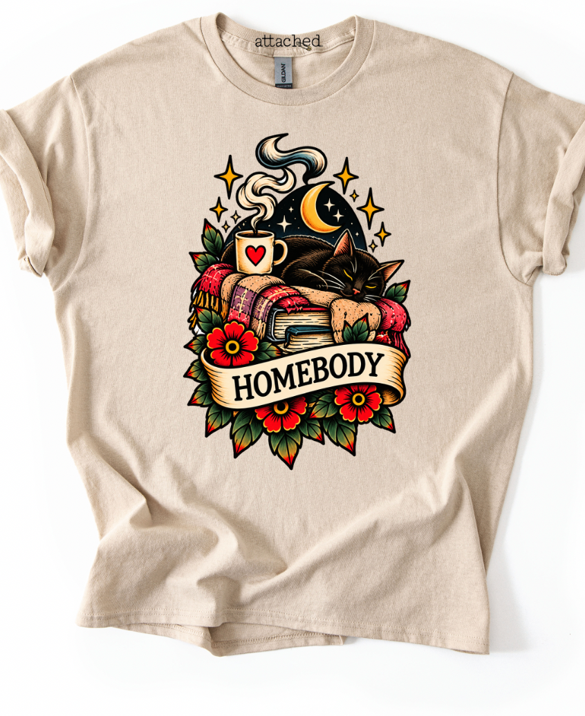 Cat Homebody Traditional Graphic Top