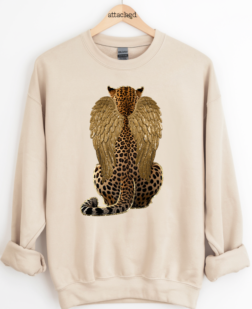 Gold Leopard Wings Graphic Top