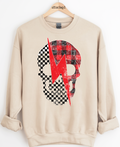 Plaid Checkered Skull Graphic Top
