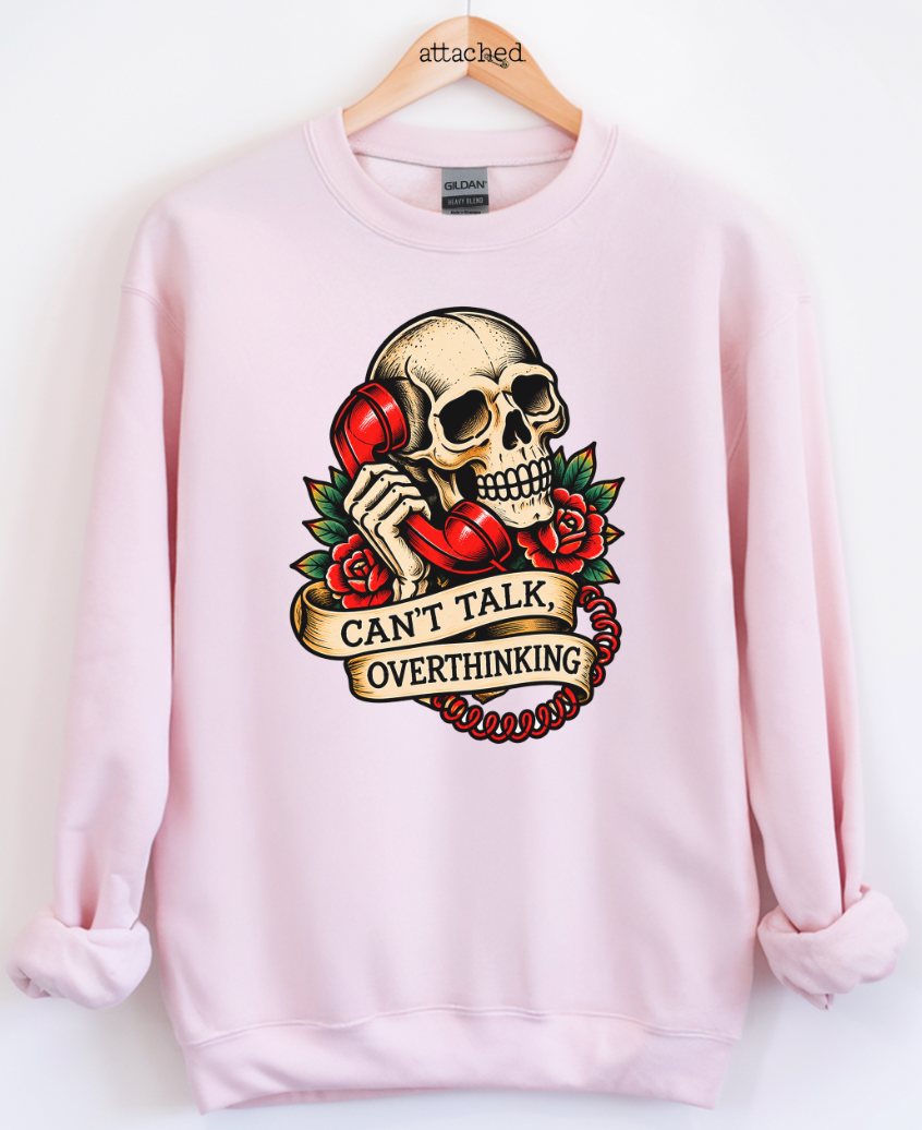 Can't Talk Overthinking Skull Traditional Graphic Top