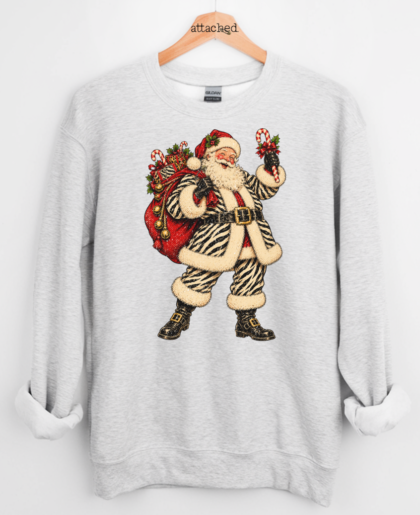 Attached Zebra Santa Graphic Top