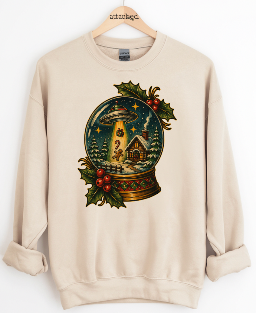 Traditional UFO Christmas Snow Globe Graphic Top