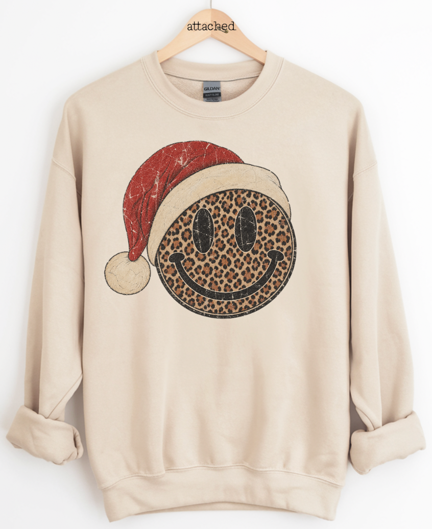 Leopard Santa Smiley Graphic Top