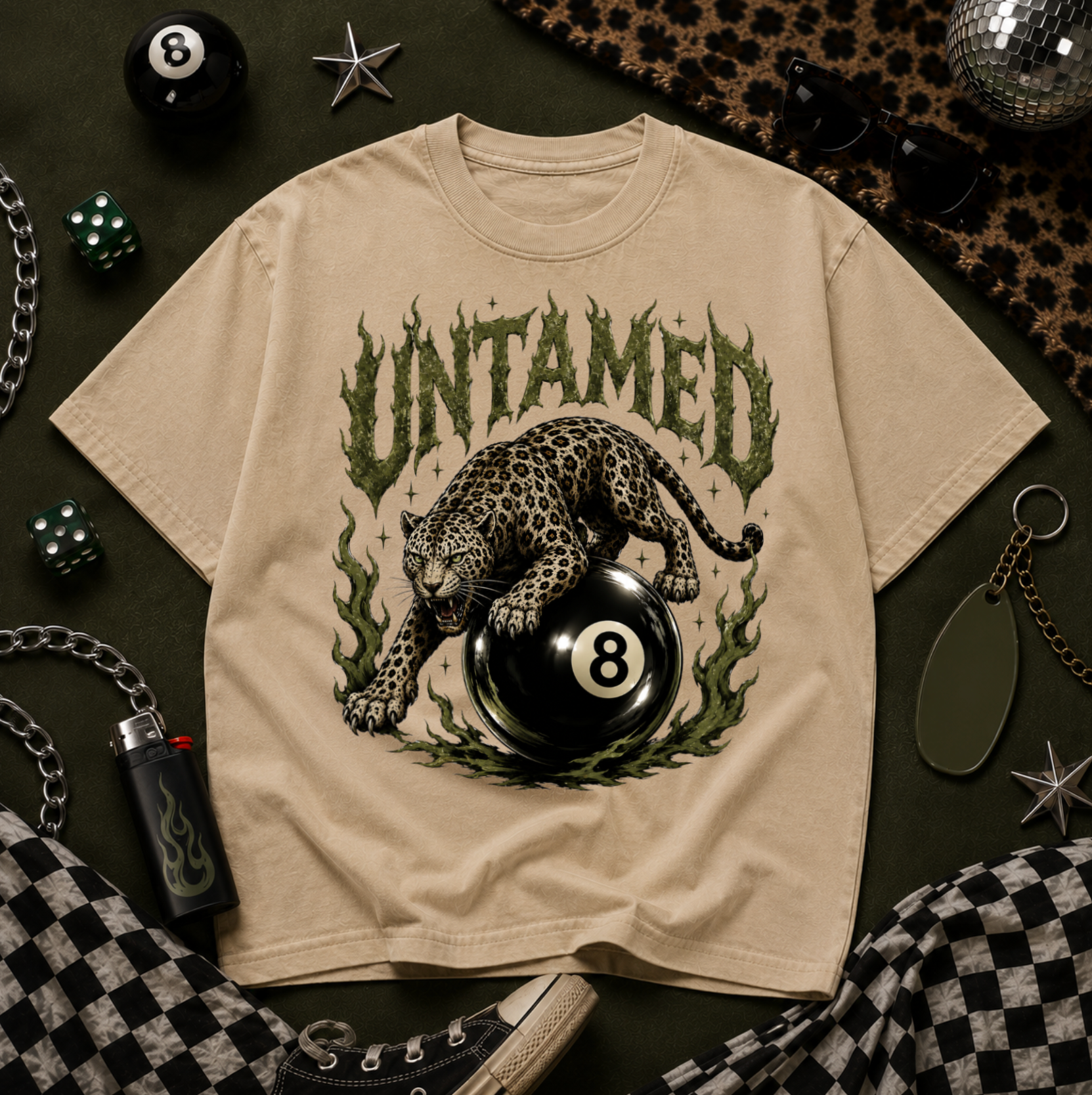 Untamed Leopard 8 Ball Graphic Tee